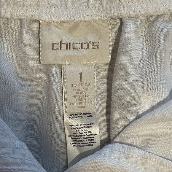 Chico’s Women 100% Linen Pants Size 1 Wide Leg Vacation Resort Cruise - Picture 8 of 9